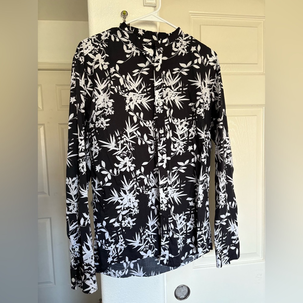 Express Monochrome Floral Long Sleeve Shirt